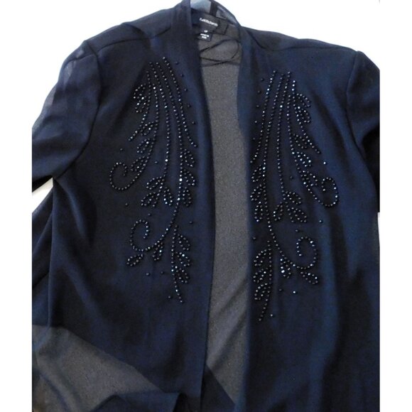 R&M Richards Black Beaded Formal Dress & Jacket Set Size 14 Elegant - Picture 4 of 14